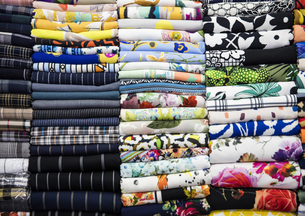 Colorful textiles on the market